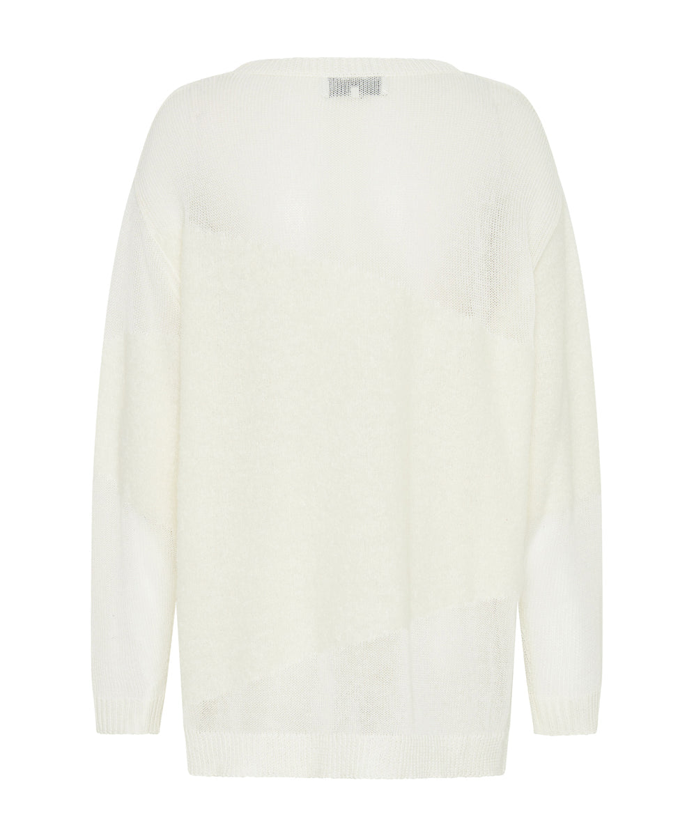 Shattered Crew Knit Sweater - White