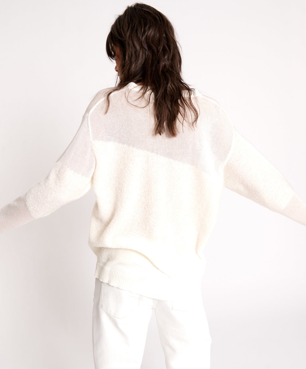 Shattered Crew Knit Sweater - White