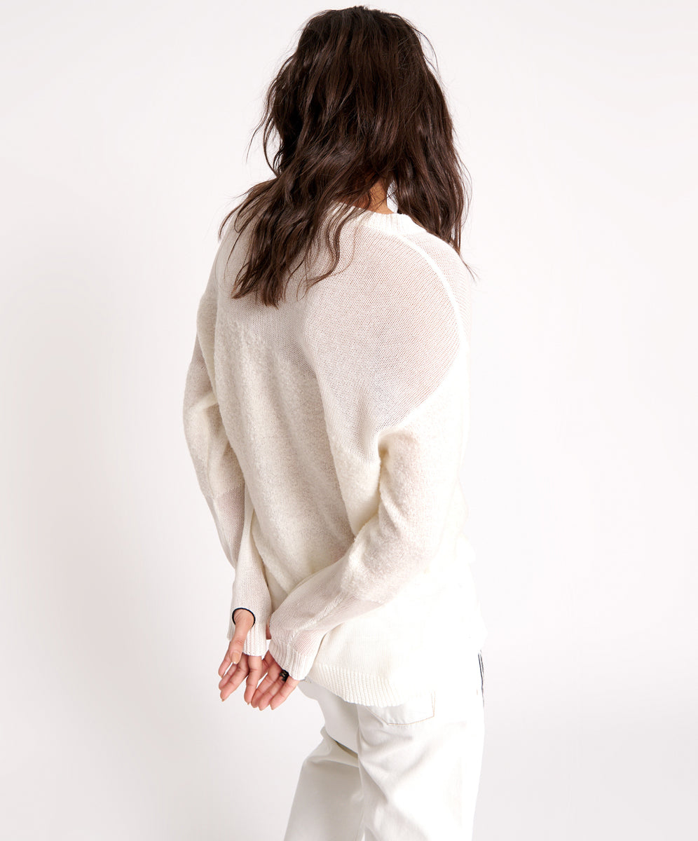 Shattered Crew Knit Sweater - White