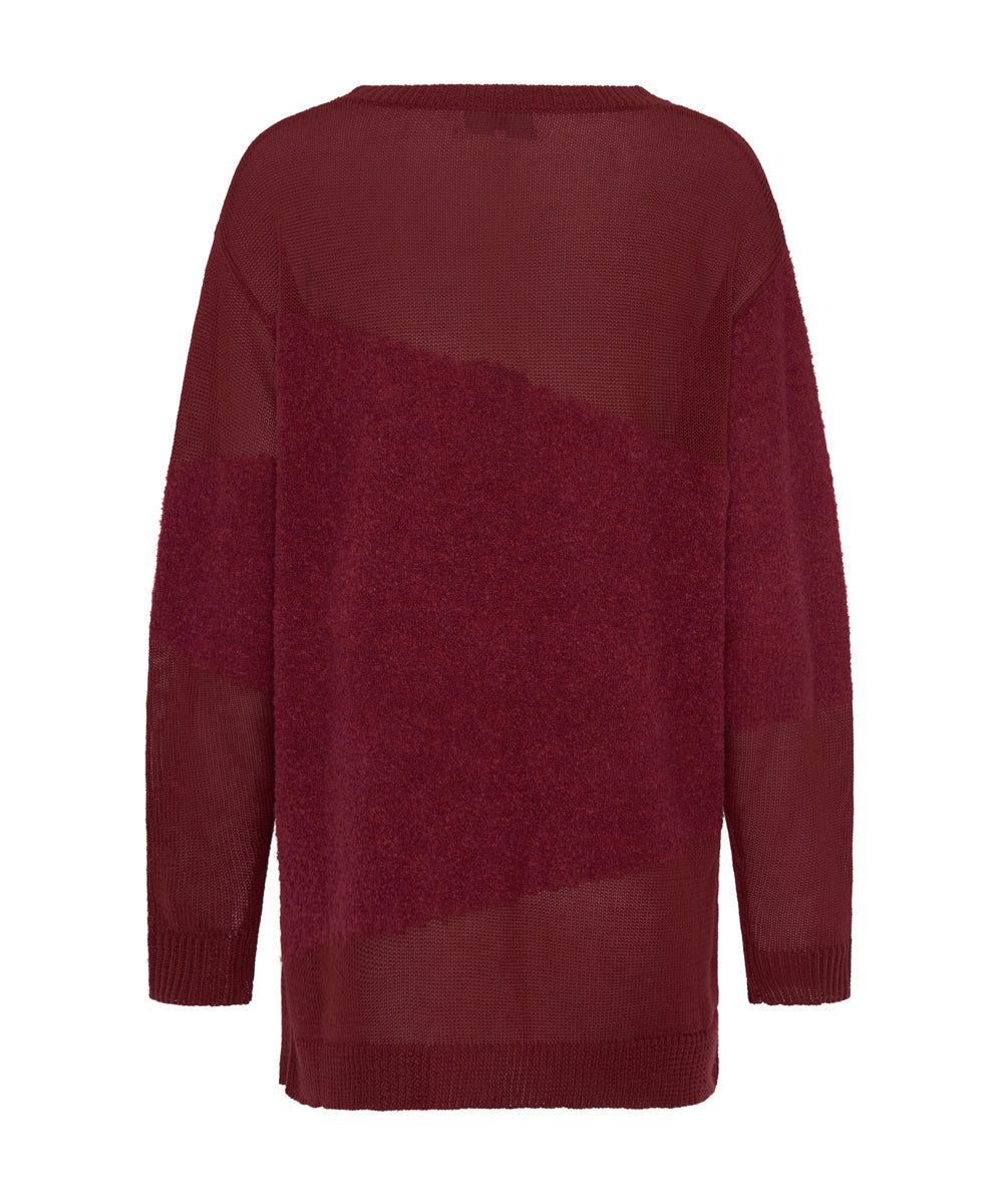 Shattered Crew Knit Sweater - Wine