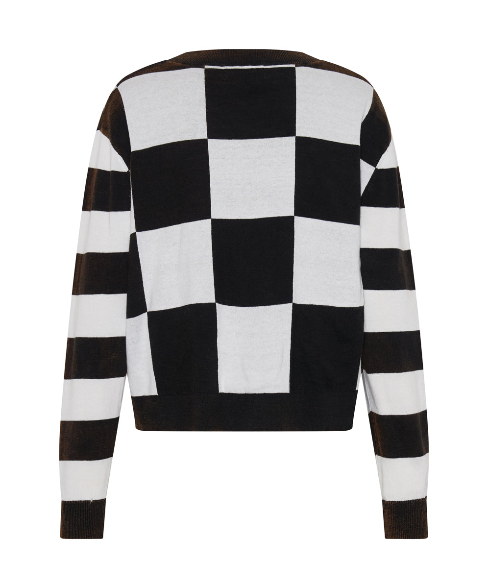 Scoreboard Smiley Knit Sweater - Black White