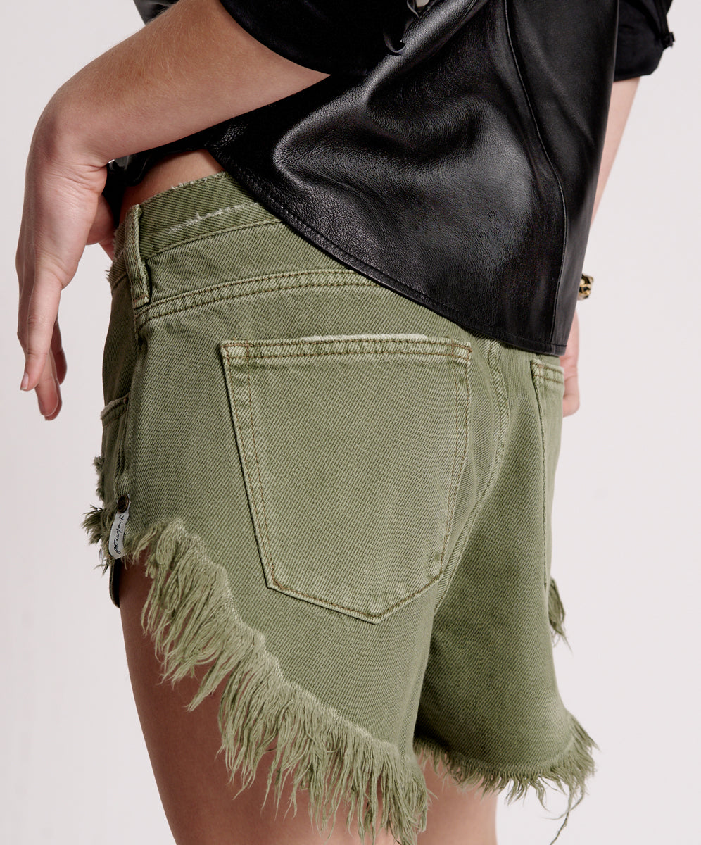 Rollers Low Waist Denim Shorts - Military Khaki