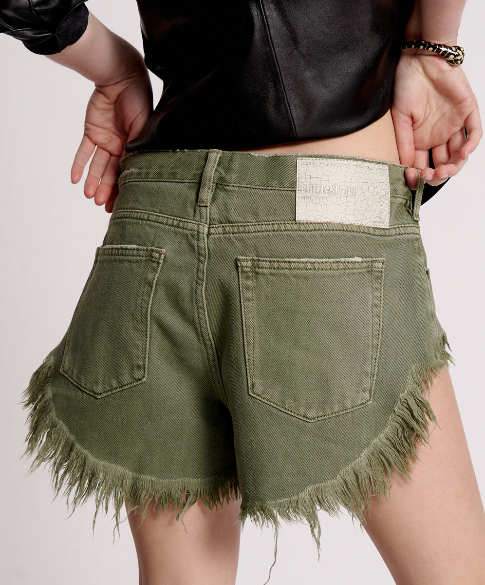 Rollers Low Waist Denim Shorts - Military Khaki