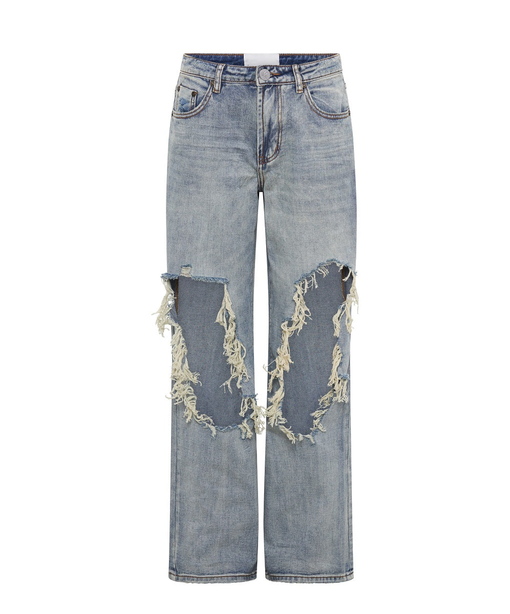 Jackson Mid Waist Wide Leg Denim Jeans - Old Blue