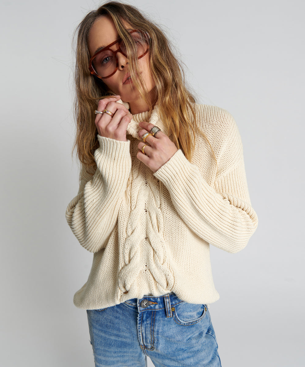 Poison Cable Knit Sweater Cream - Creme