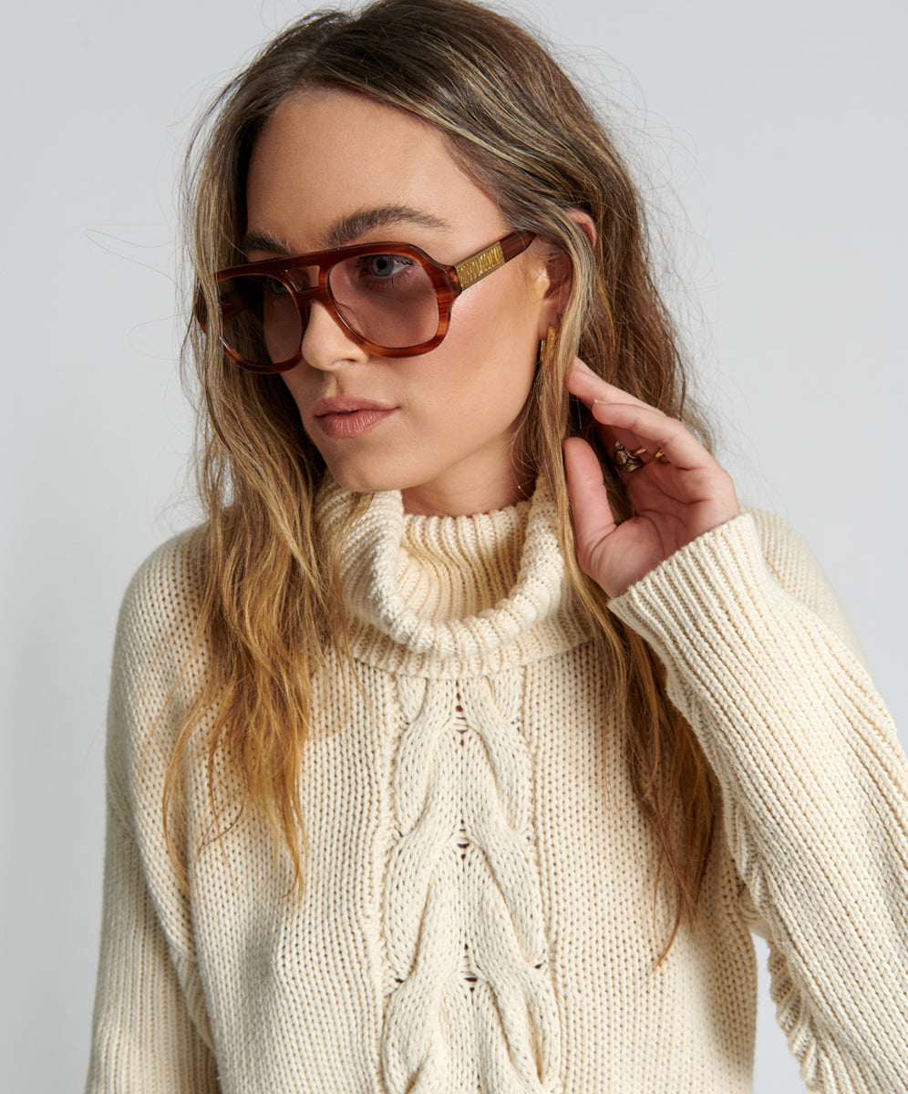 Poison Cable Knit Sweater Cream - Creme