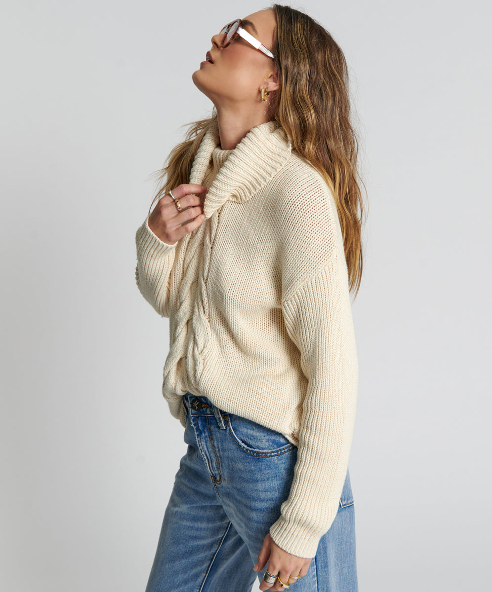 Poison Cable Knit Sweater Cream - Creme