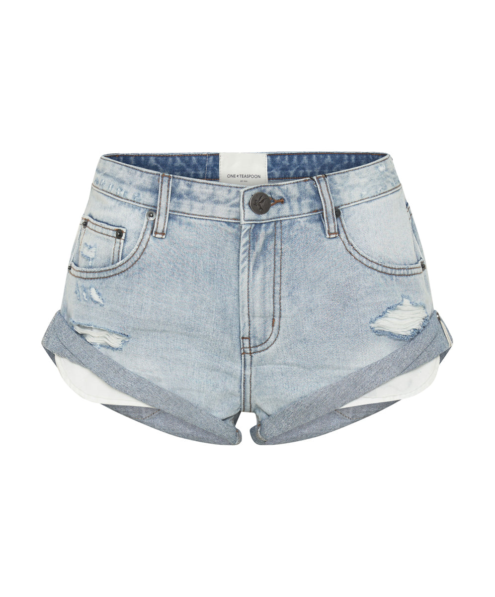 Bandits Low Waist Denim Shorts - Archived Blue Dream