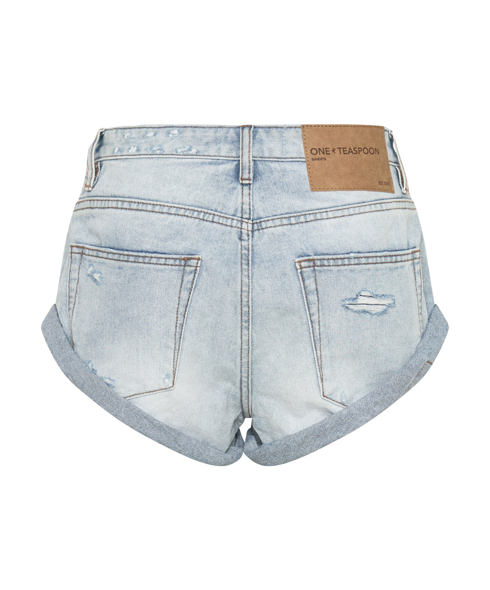 Bandits Low Waist Denim Shorts - Archived Blue Dream