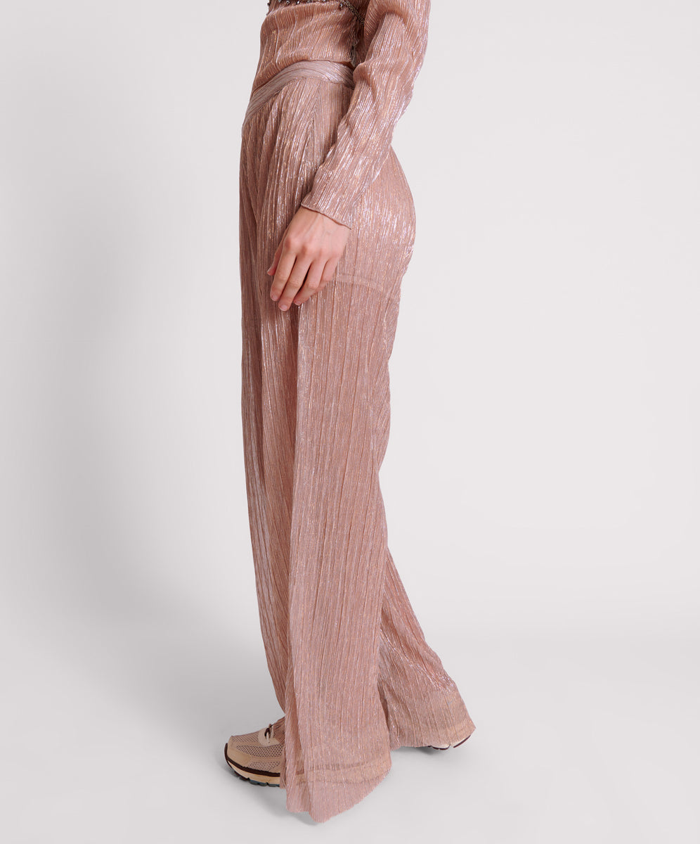 Plisse Palazzo Pants - Celestial Rose