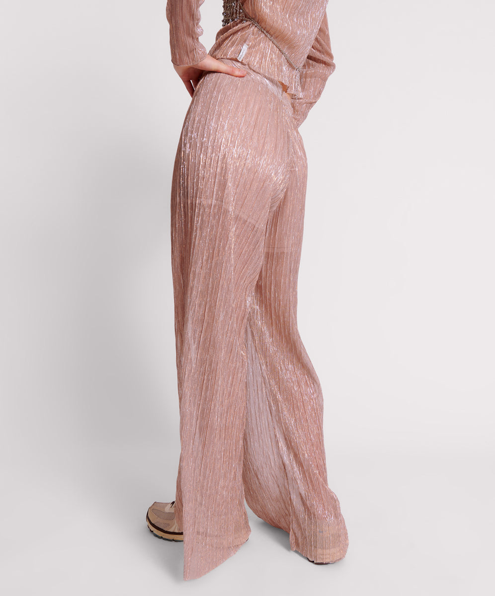 Plisse Palazzo Pants - Celestial Rose