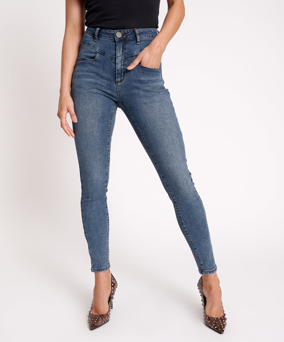 Preachers High Waist Skinny Stretch Denim Jeans - Classic Blue