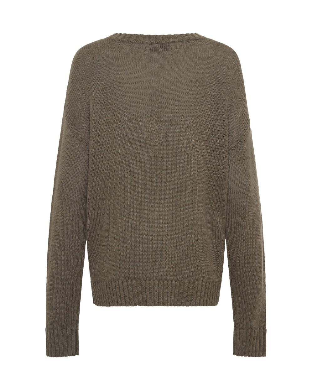 Classic Pocket Chunky Knit Sweater Khaki - Khaki