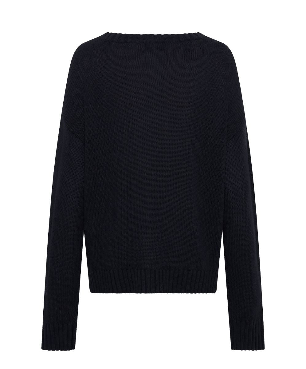 Classic Pocket Chunky Knit Sweater Black - Black