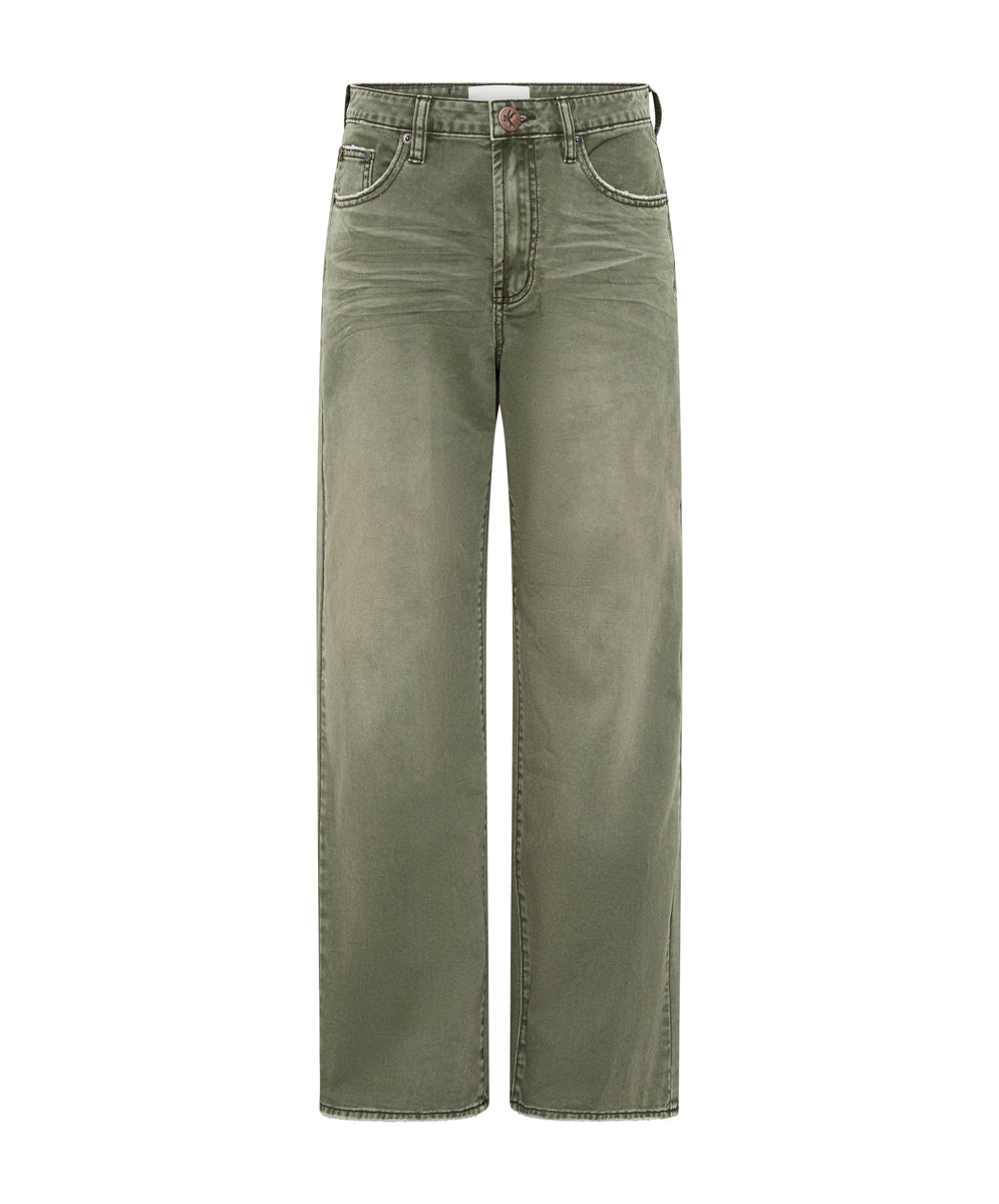 Jackson Mid Waist Wide Leg Denim Jeans - St Khaki