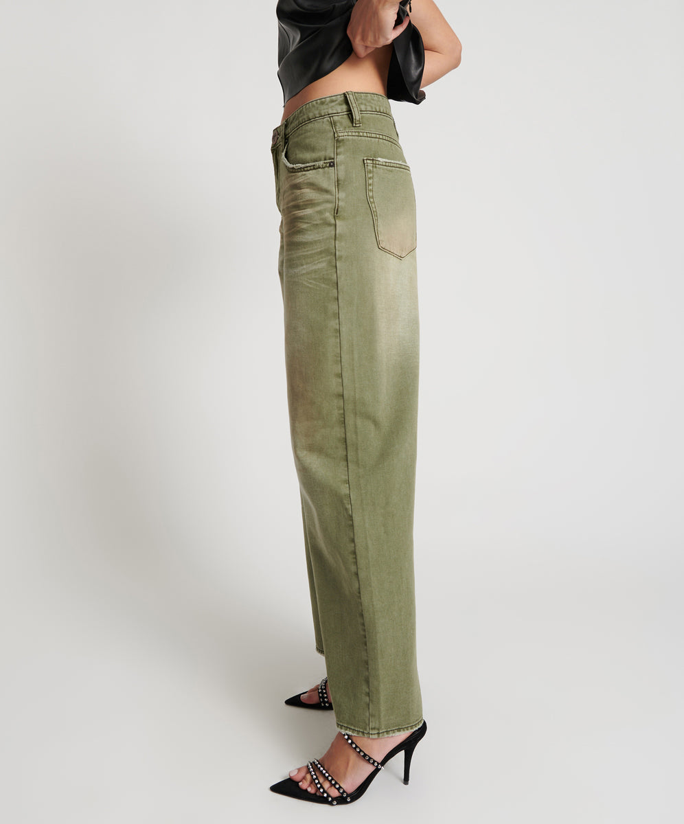 Jackson Mid Waist Wide Leg Denim Jeans - St Khaki