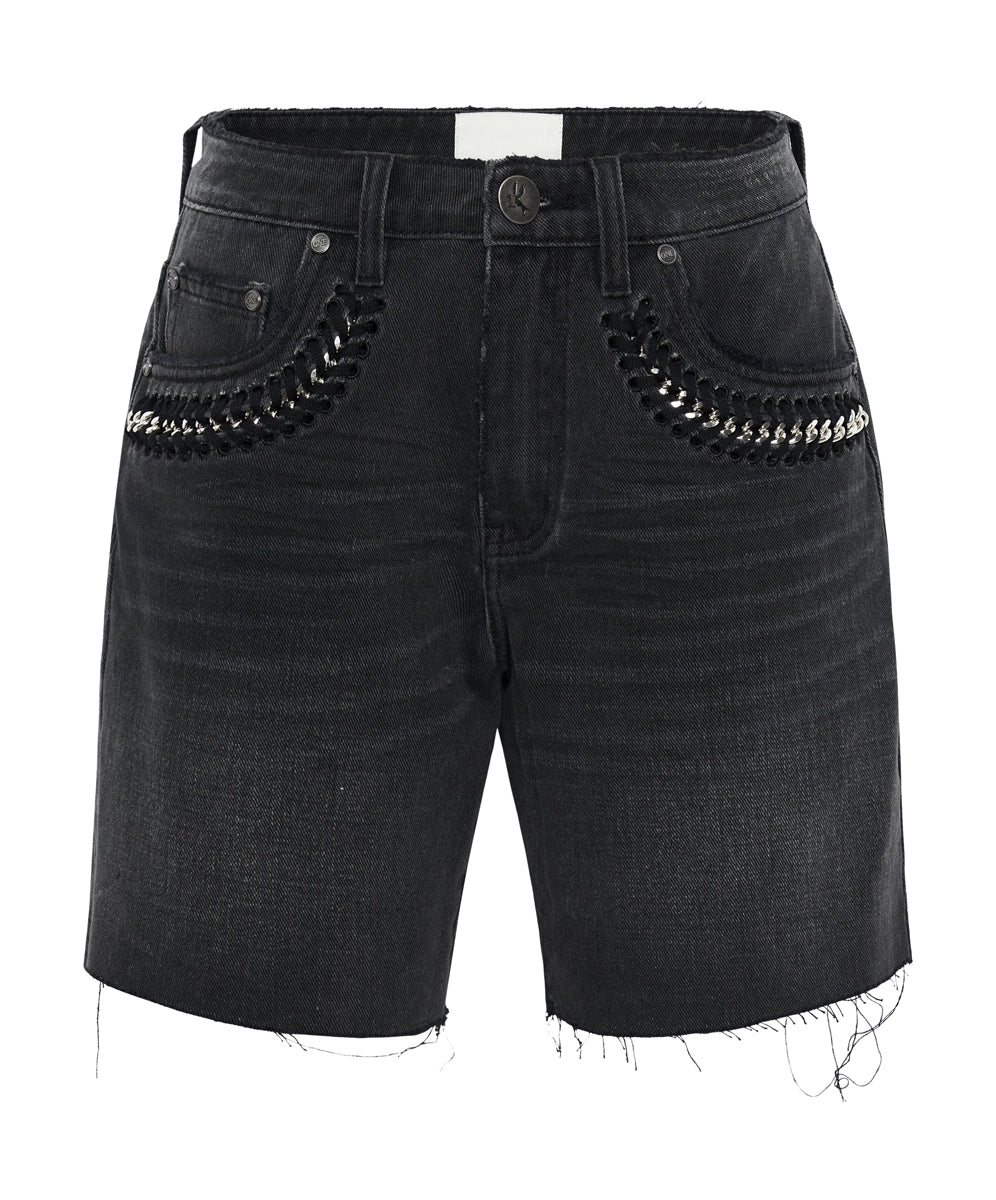 Jacksons Mid Waist Wide Leg Denim Shorts - Storm Grey