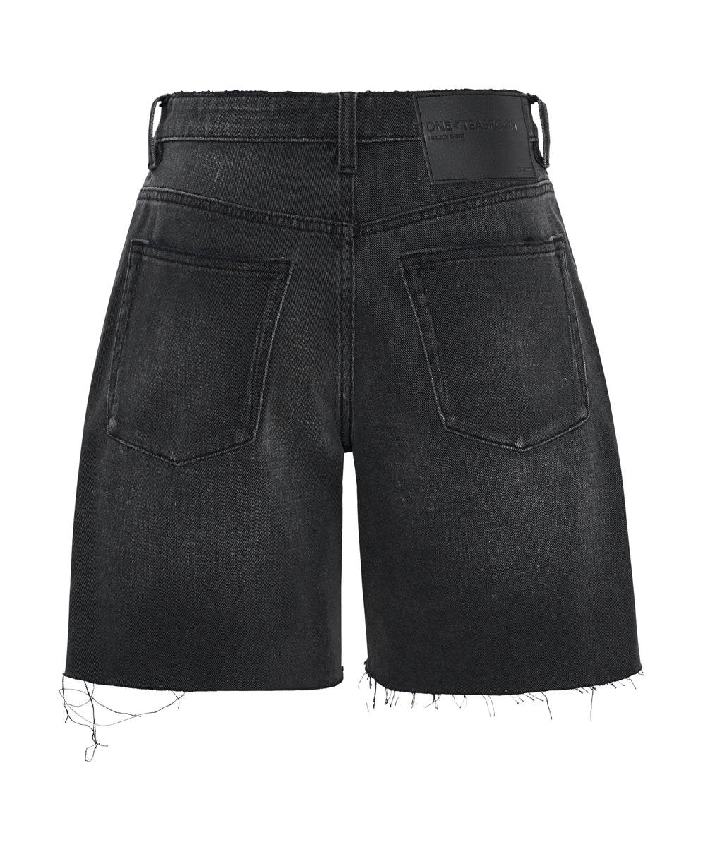 Jacksons Mid Waist Wide Leg Denim Shorts - Storm Grey