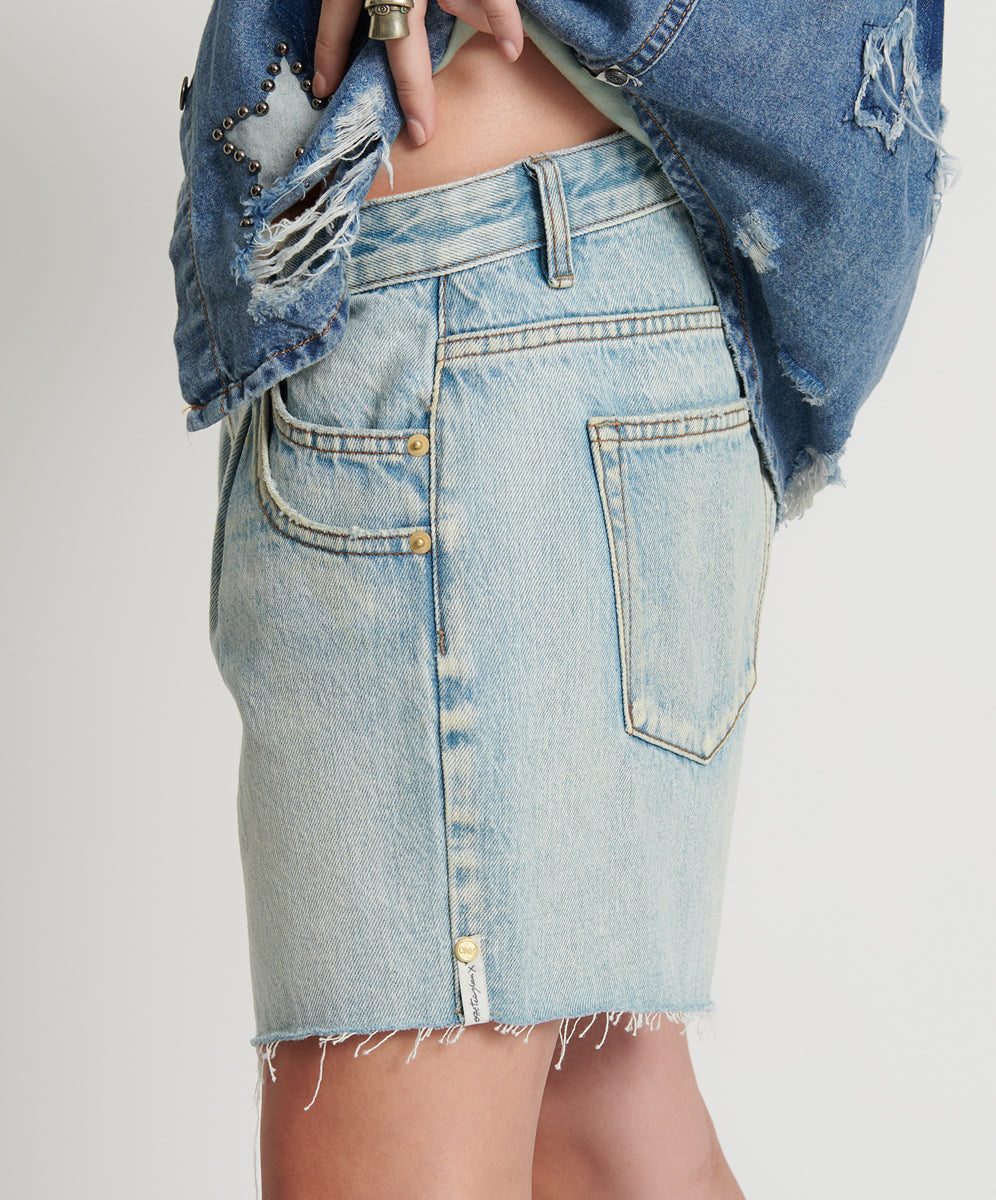 Shakers Low Waist Super Relaxed Denim Shorts - Kansas Blue