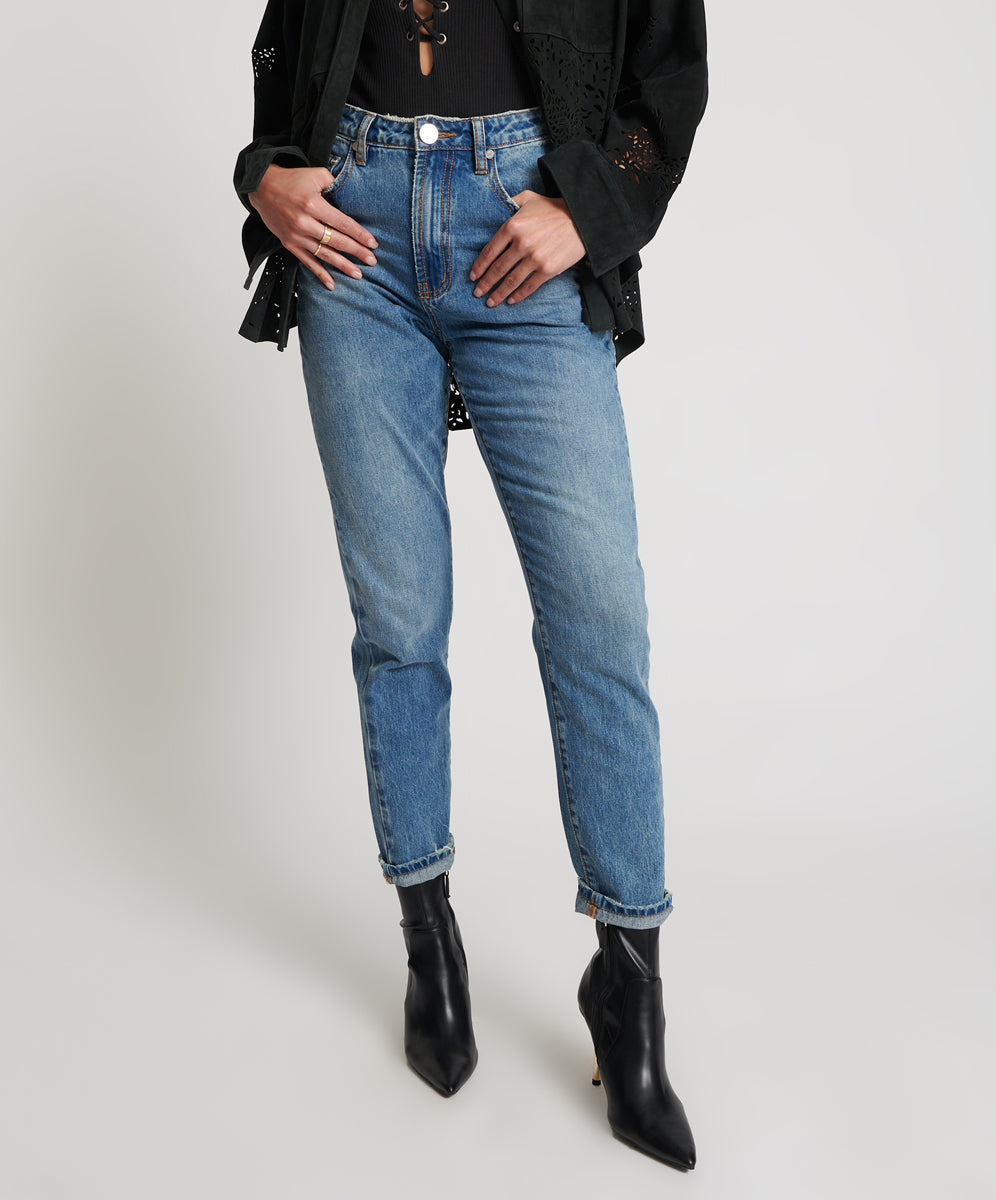 Legends High Waist Mom Fit Denim Jeans - Pacifica