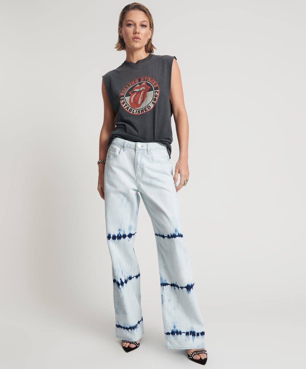 Jackson Mid Waist Wide Leg Denim Jeans - Bleached Out White