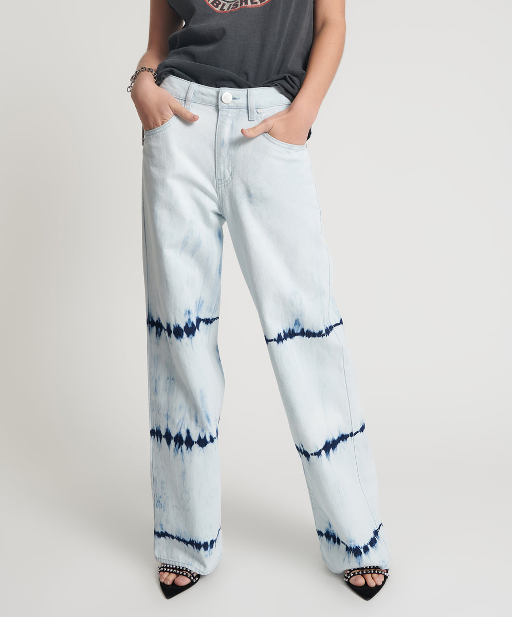 Jackson Mid Waist Wide Leg Denim Jeans - Bleached Out White