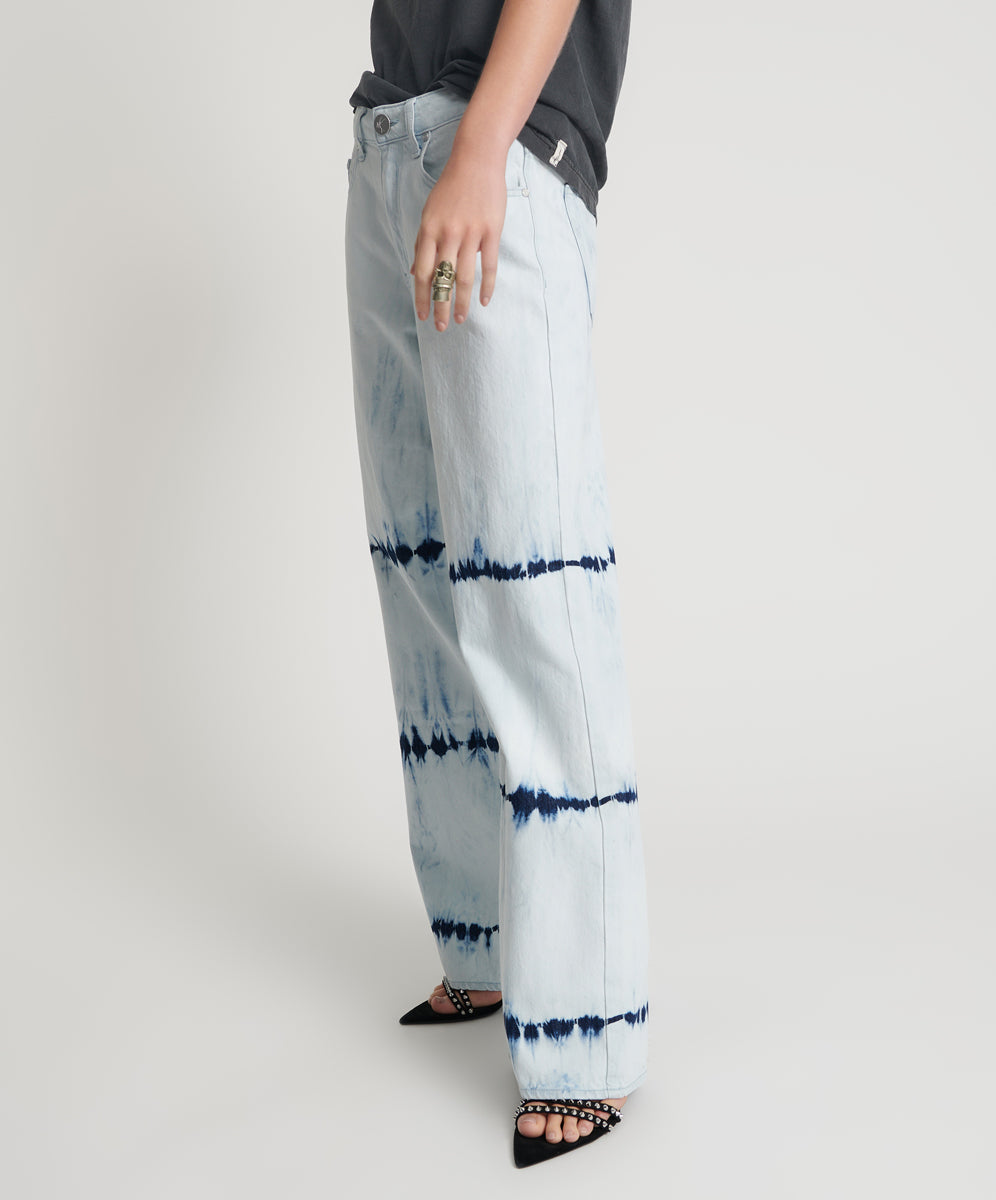 Jackson Mid Waist Wide Leg Denim Jeans - Bleached Out White