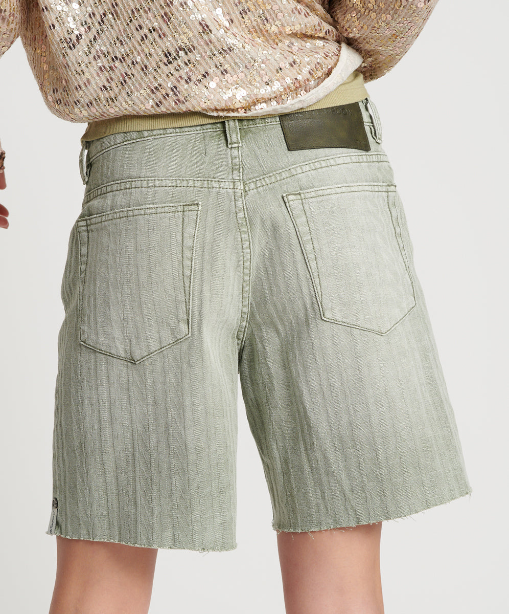 Jacksons Mid Waist Wide Leg Denim Shorts - Khaki