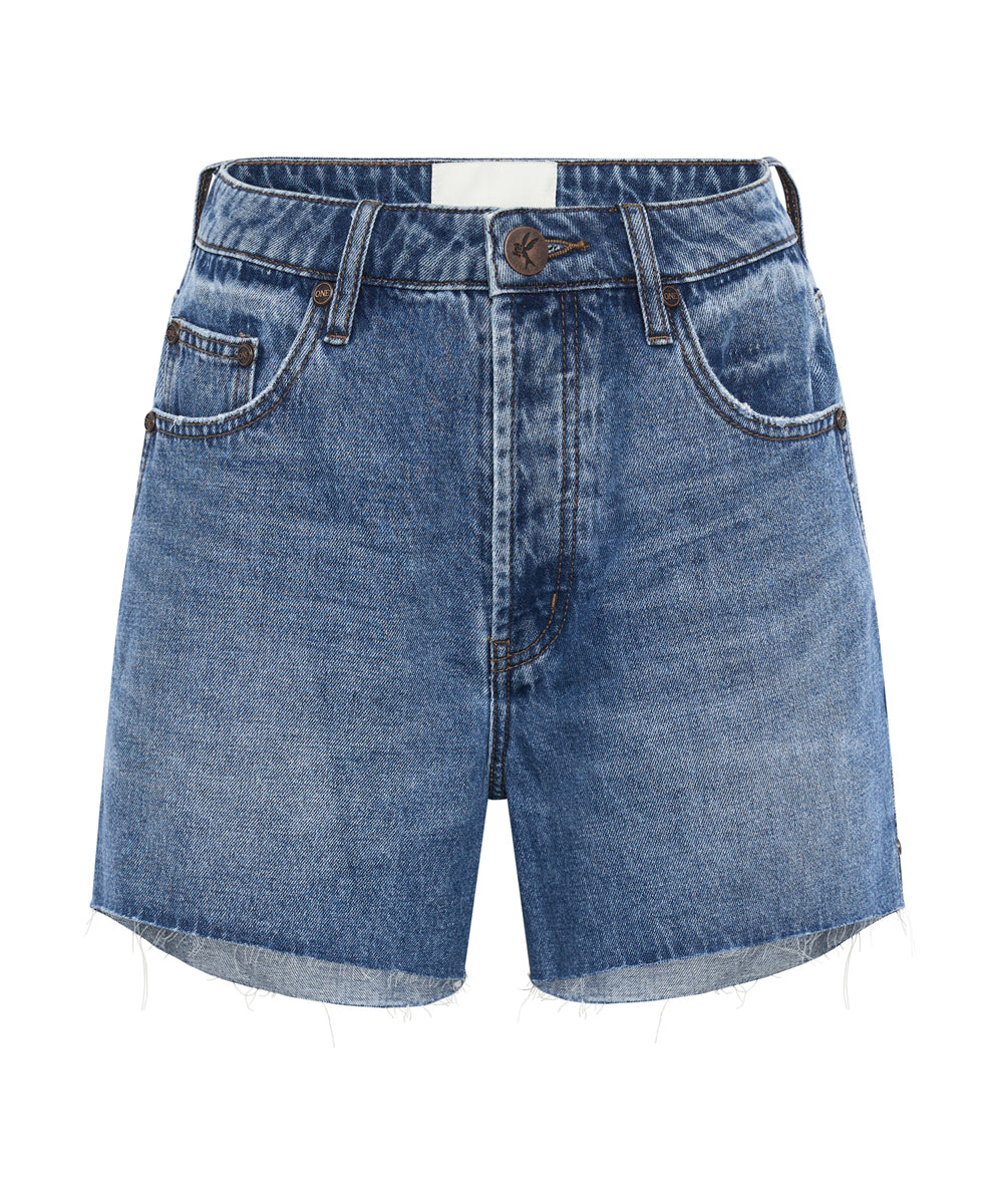 Legends High Waist Mom Fit Denim Shorts - Bay Blue