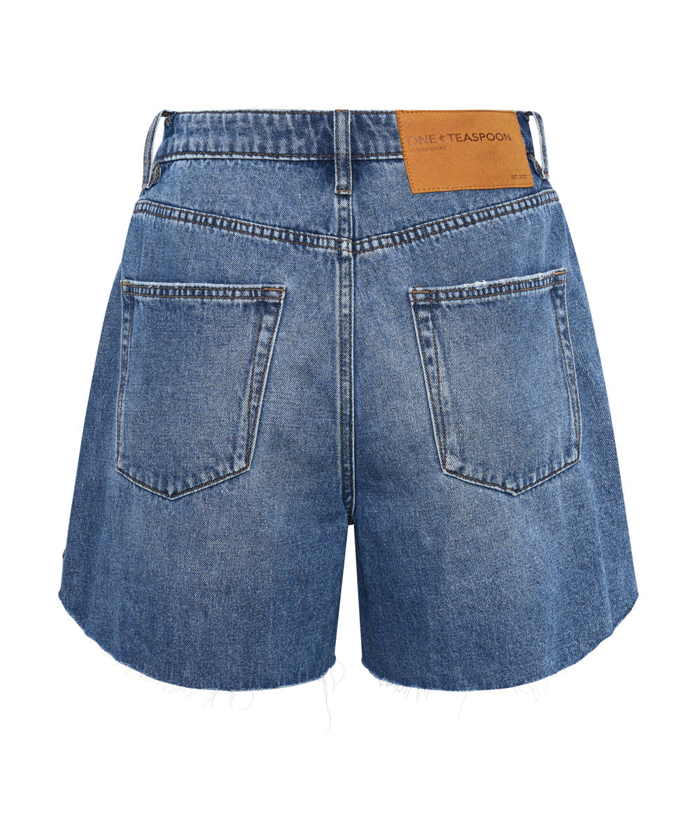 Legends High Waist Mom Fit Denim Shorts - Bay Blue