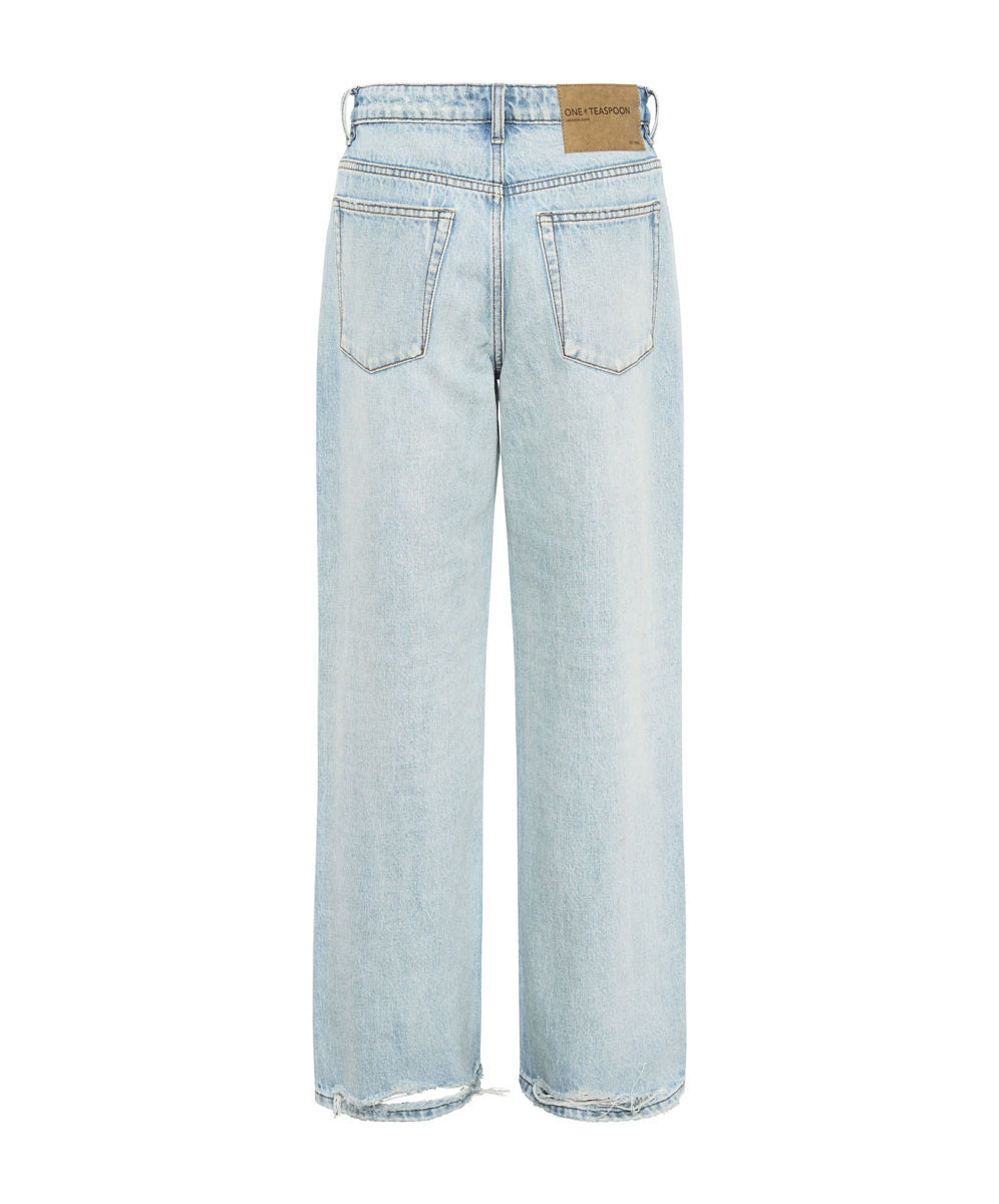 Jackson Mid Waist Wide Leg Denim Jeans - Kansas Blue