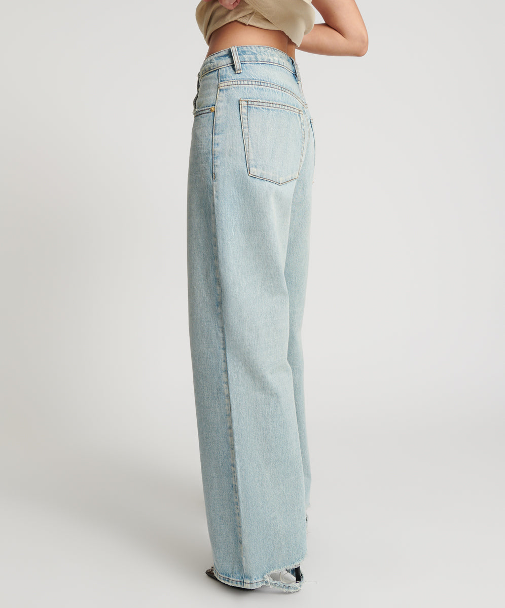 Jackson Mid Waist Wide Leg Denim Jeans - Kansas Blue