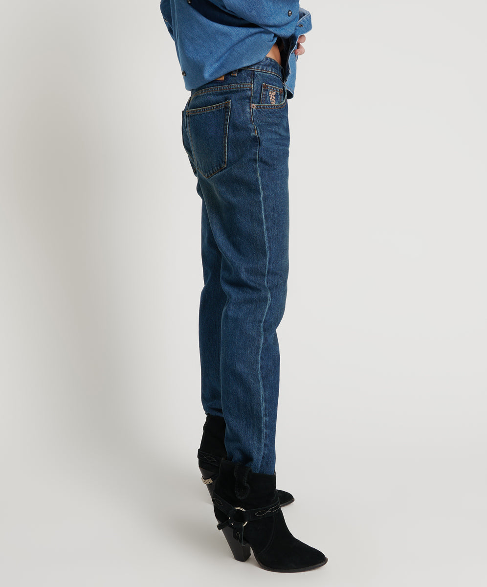 Truckers Mid Waist Straight Leg Denim Jeans - Royal Blue