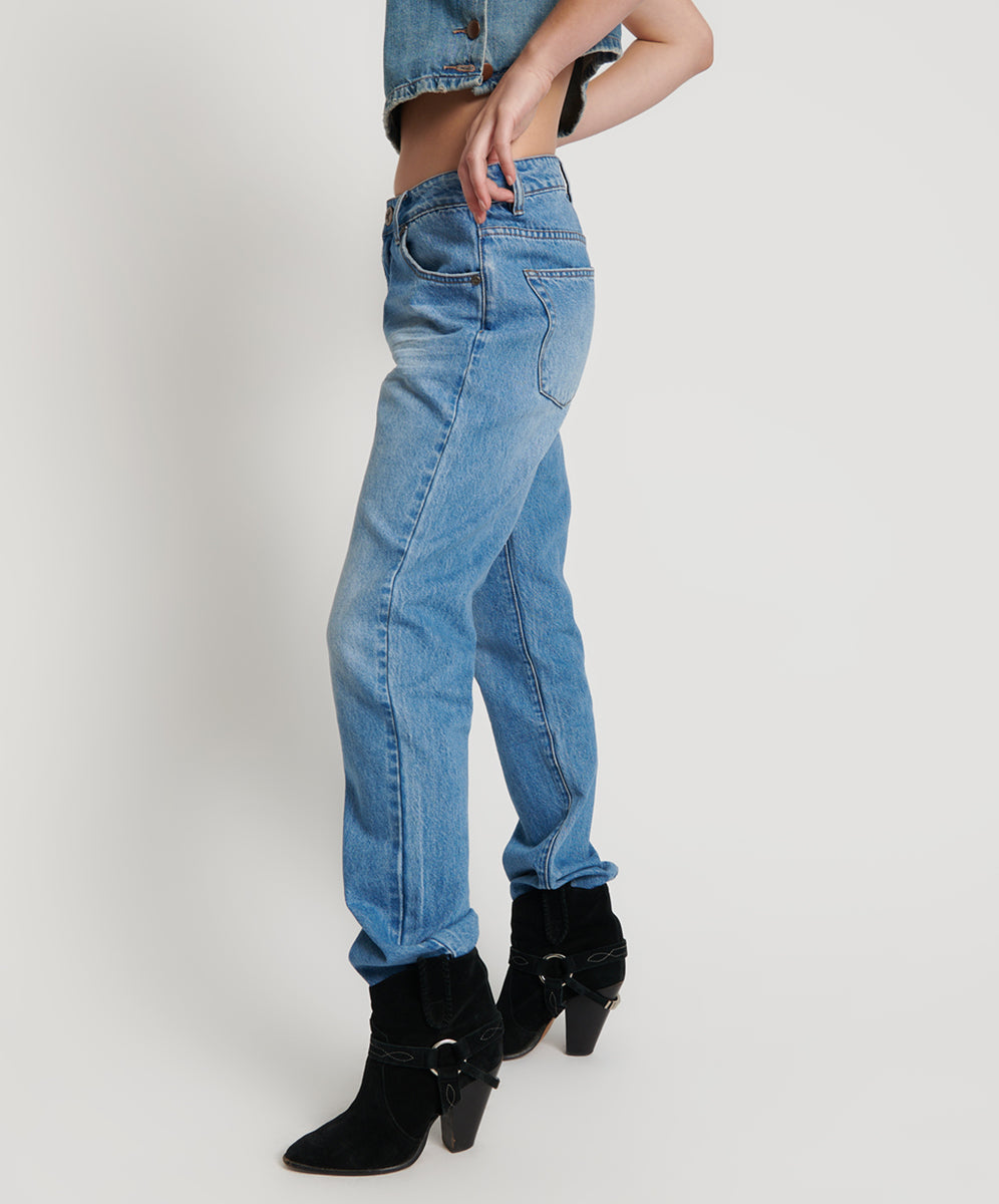 Awesome Baggies High Waist Straight Leg Denim Jeans - Ciao Blue