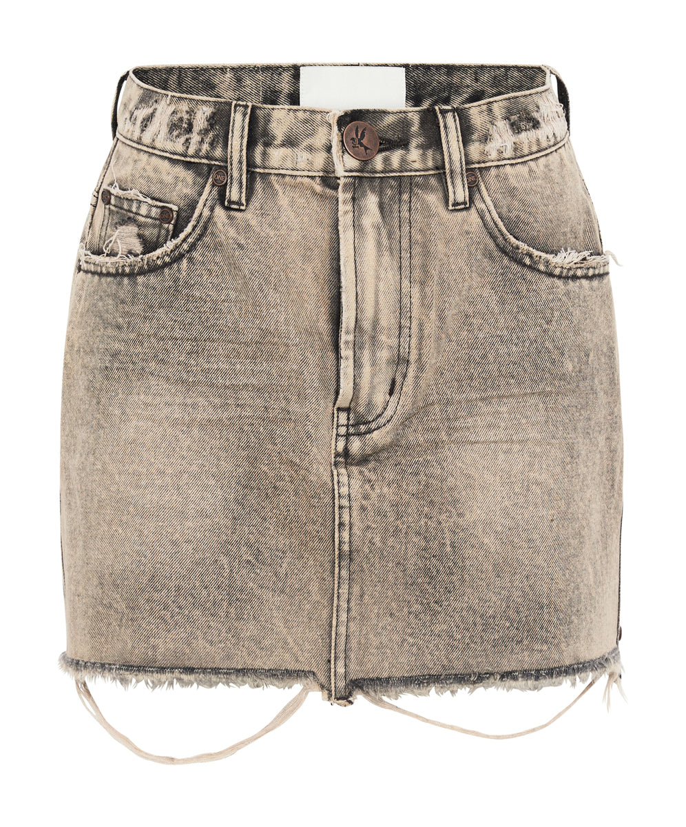 2020 High Waist Mini Denim Skirt - Rust