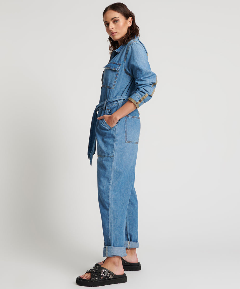 Claudia Long-Length Denim Overalls - Ciao Blue