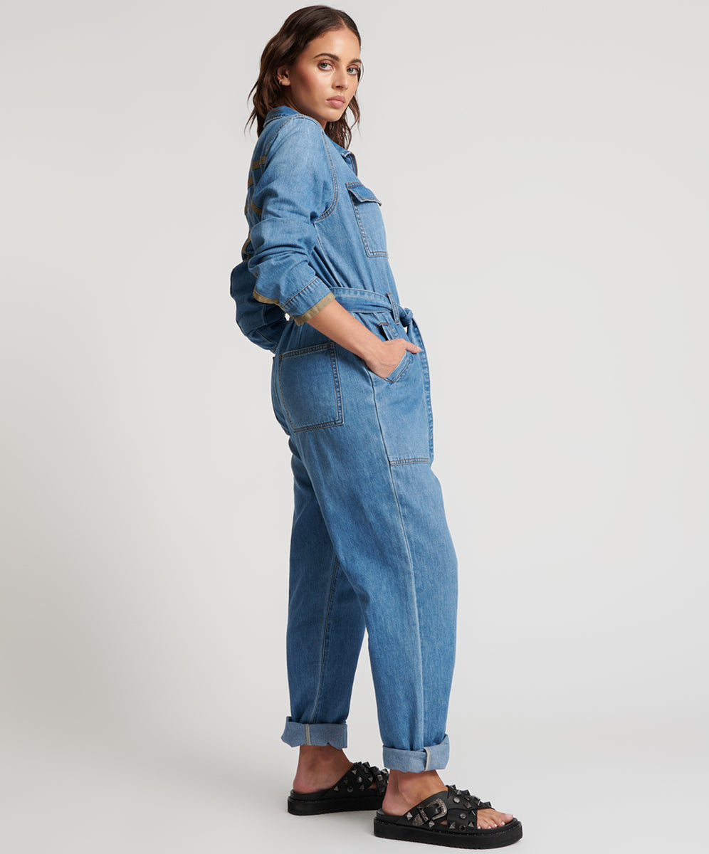 Claudia Long-Length Denim Overalls - Ciao Blue