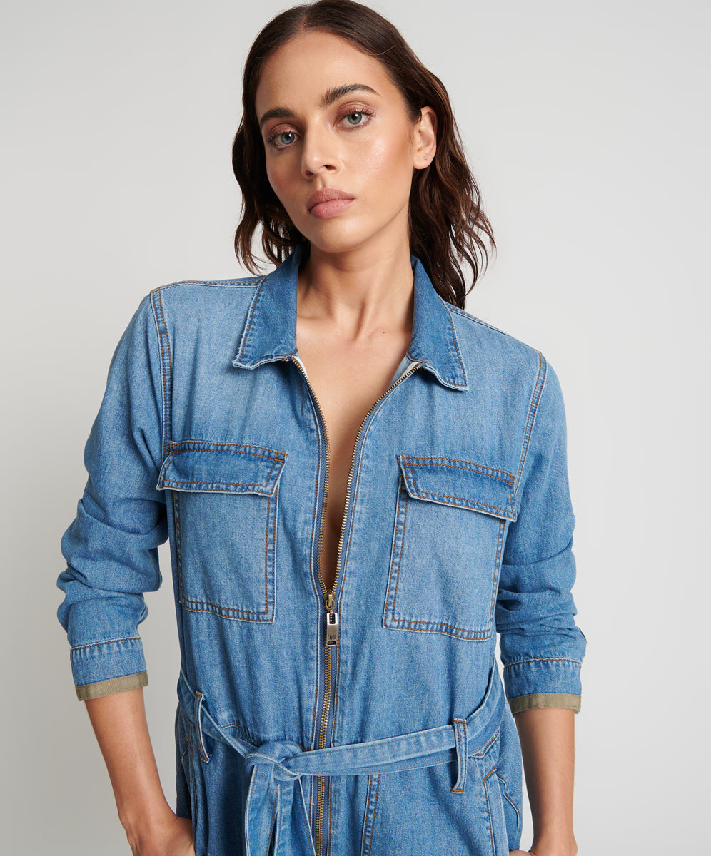 Claudia Long-Length Denim Overalls - Ciao Blue