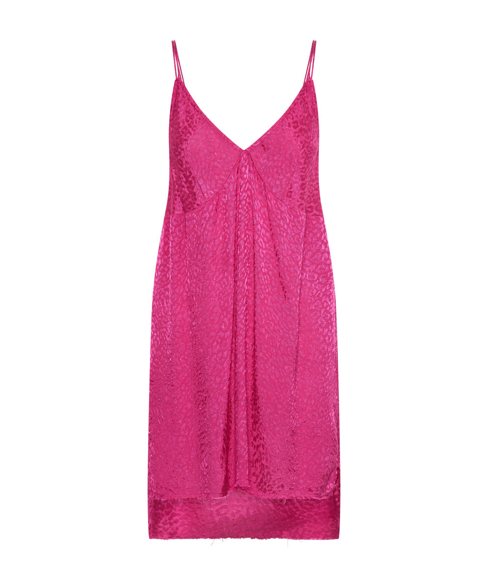 Jacquard Slip Mini Dress - Shocking Pink