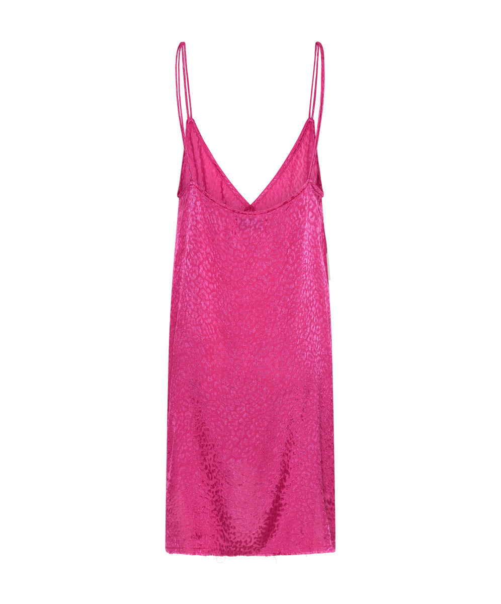 Jacquard Slip Mini Dress - Shocking Pink