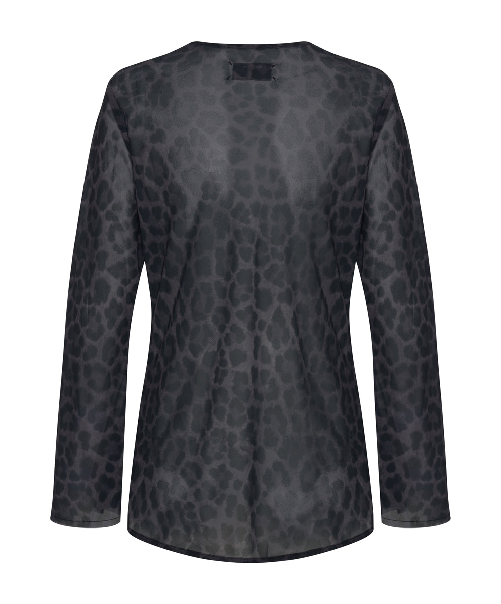 Fantasy Chiffon Longsleeve Top - Leopard