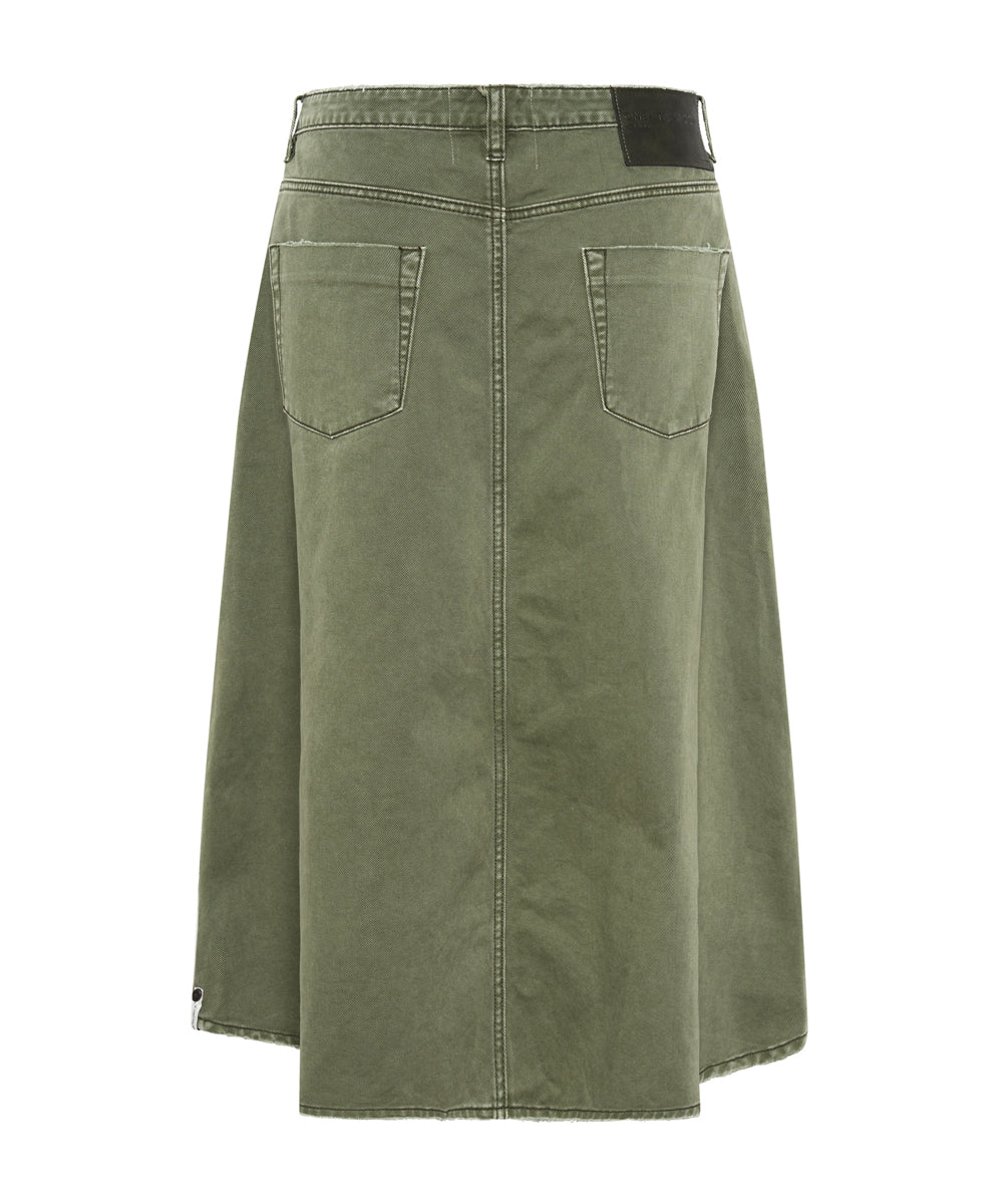 Mrs Carter Low Waist Long Denim Skirt - St Khaki