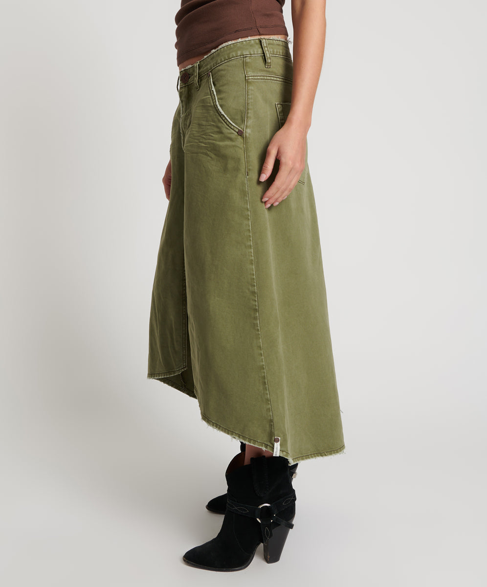 Mrs Carter Low Waist Long Denim Skirt - St Khaki