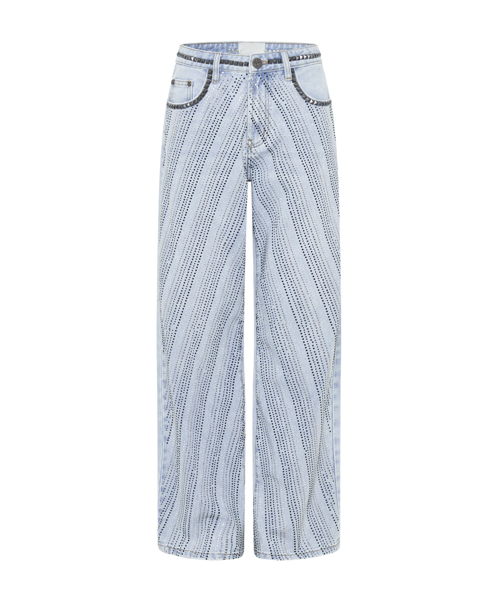 Jackson Mid Waist Wide Leg Denim Jeans - Blue Latte