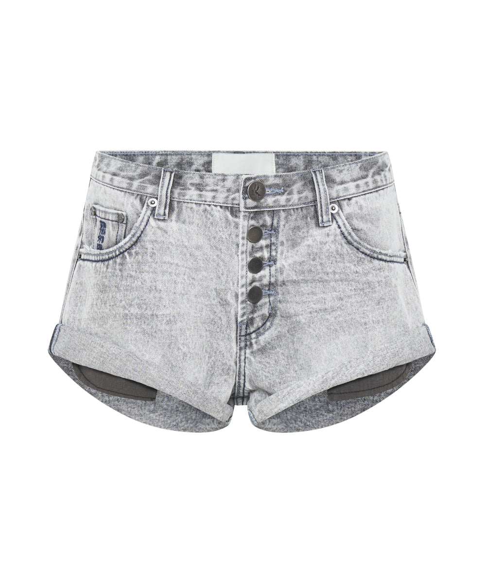 Bandits Low Waist Denim Shorts - Archived Grey Slate Acid