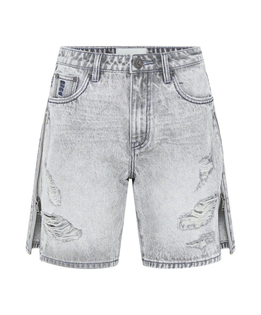 Jacksons Mid Waist Wide Leg Denim Shorts - Slate Acid