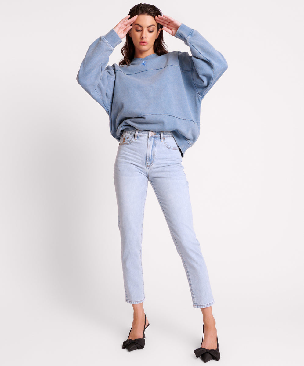 Legends High Waist Mom Fit Denim Jeans - Blue Latte