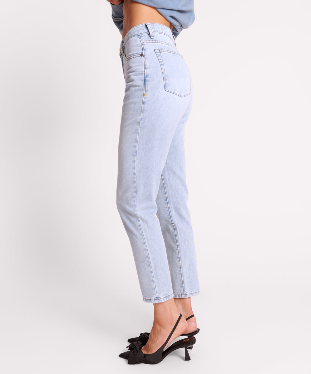 Legends High Waist Mom Fit Denim Jeans - Blue Latte