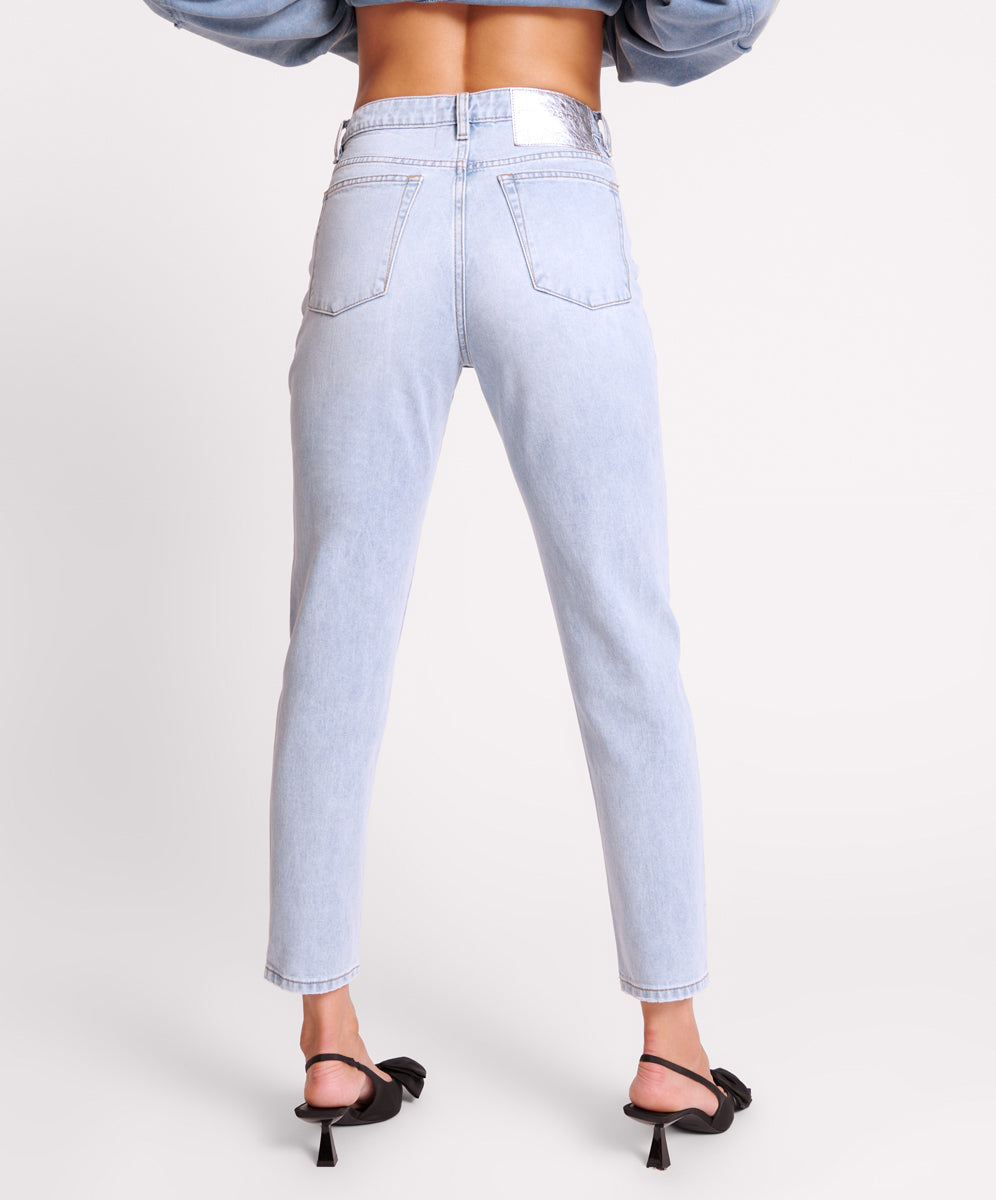 Legends High Waist Mom Fit Denim Jeans - Blue Latte