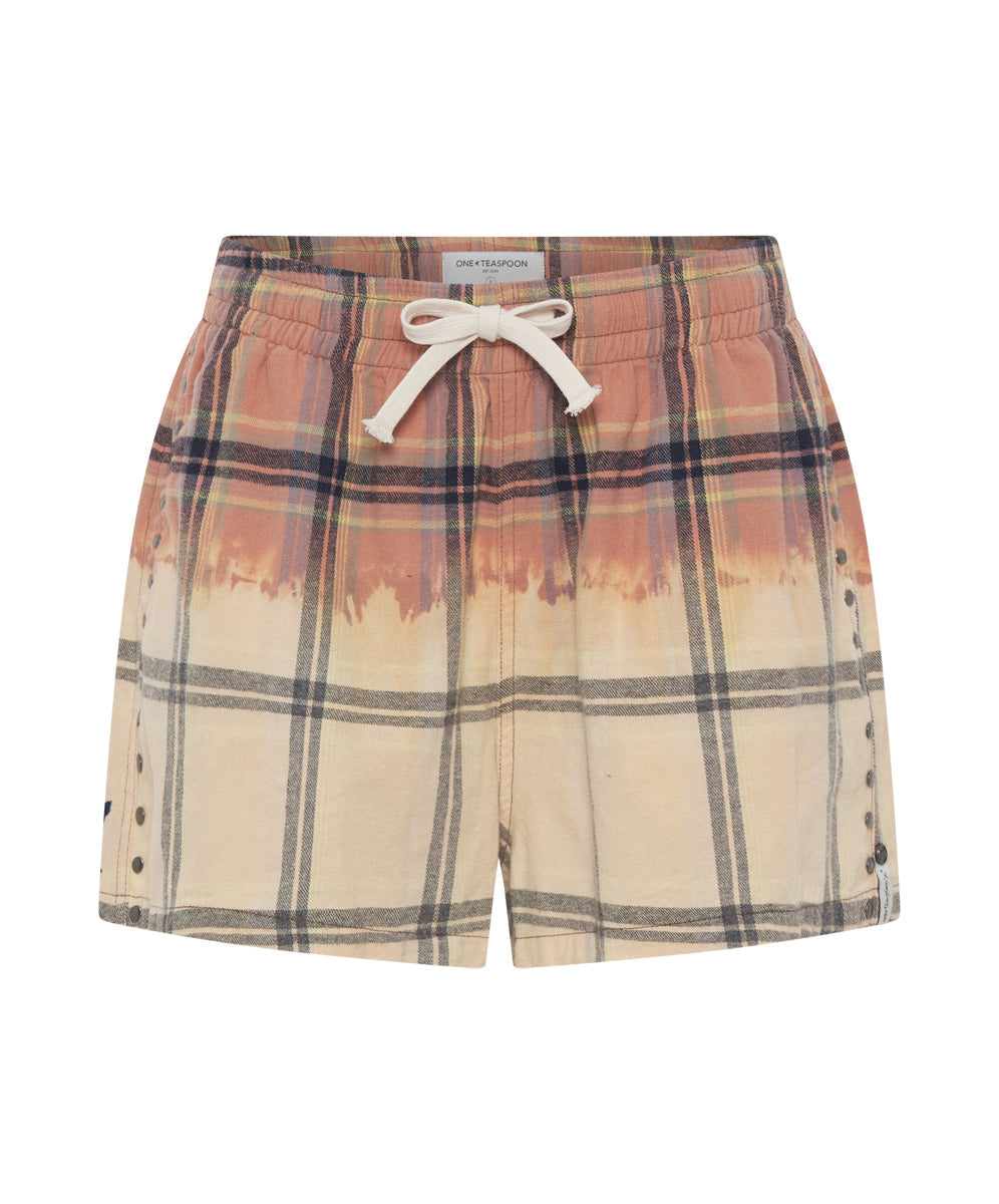 Flannel Studded Boxer Shorts - Peach